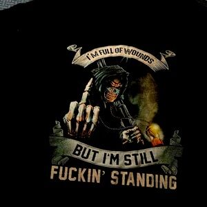 Black men’s XL T Shirt with grim reaper logo on back